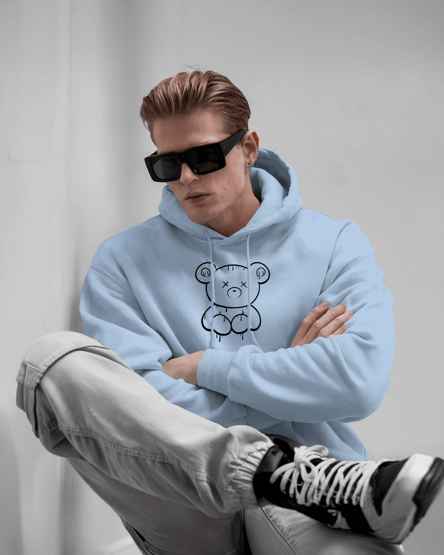 Cute Bear Graphic Men's Hoodie for Cozy Style- Exclusive