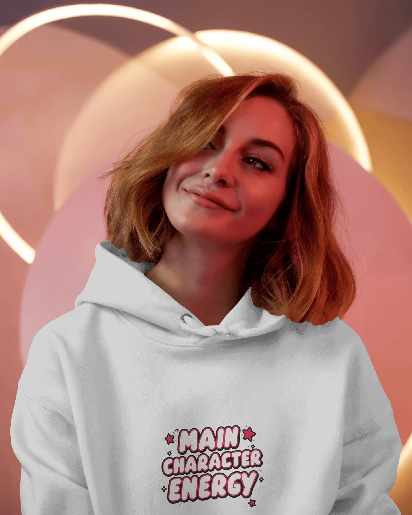 "Main Character Energy" Crop Hoodie – White Hot Style with Star Power
