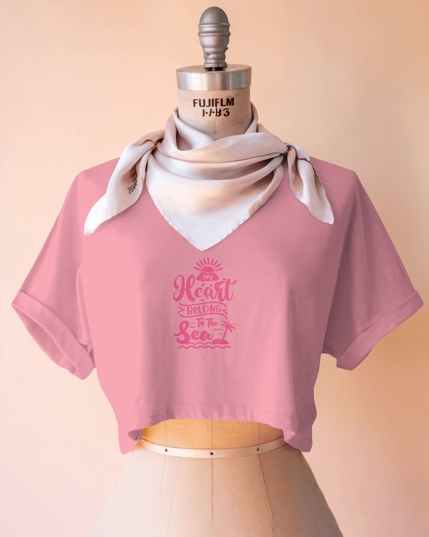 Heart & Tide Crop Tee – Seaside Love Aesthetic, Summer-Ready Style