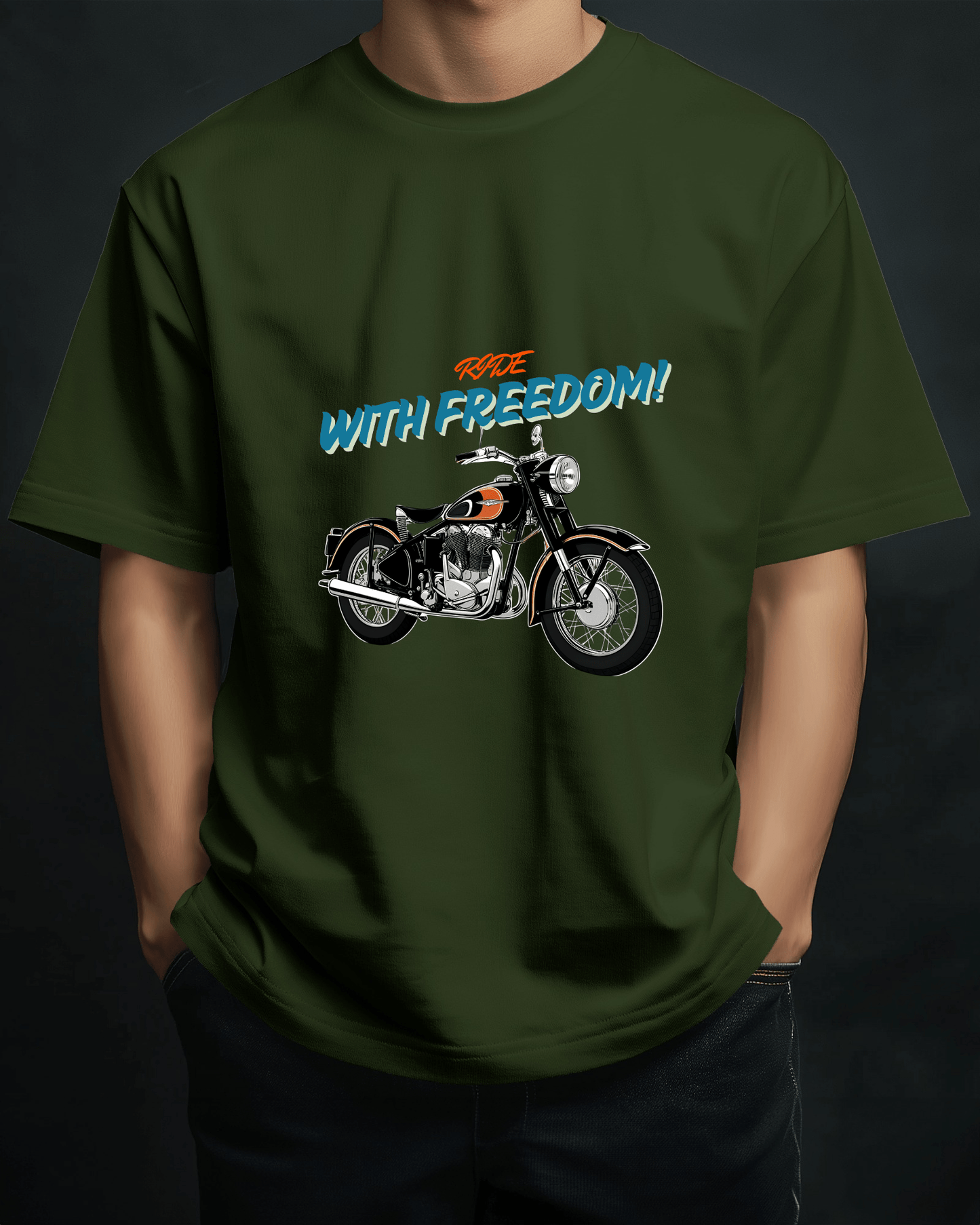 Men Heavy Cotton Tee - Classic Motorcycle Graphic T-Shirt