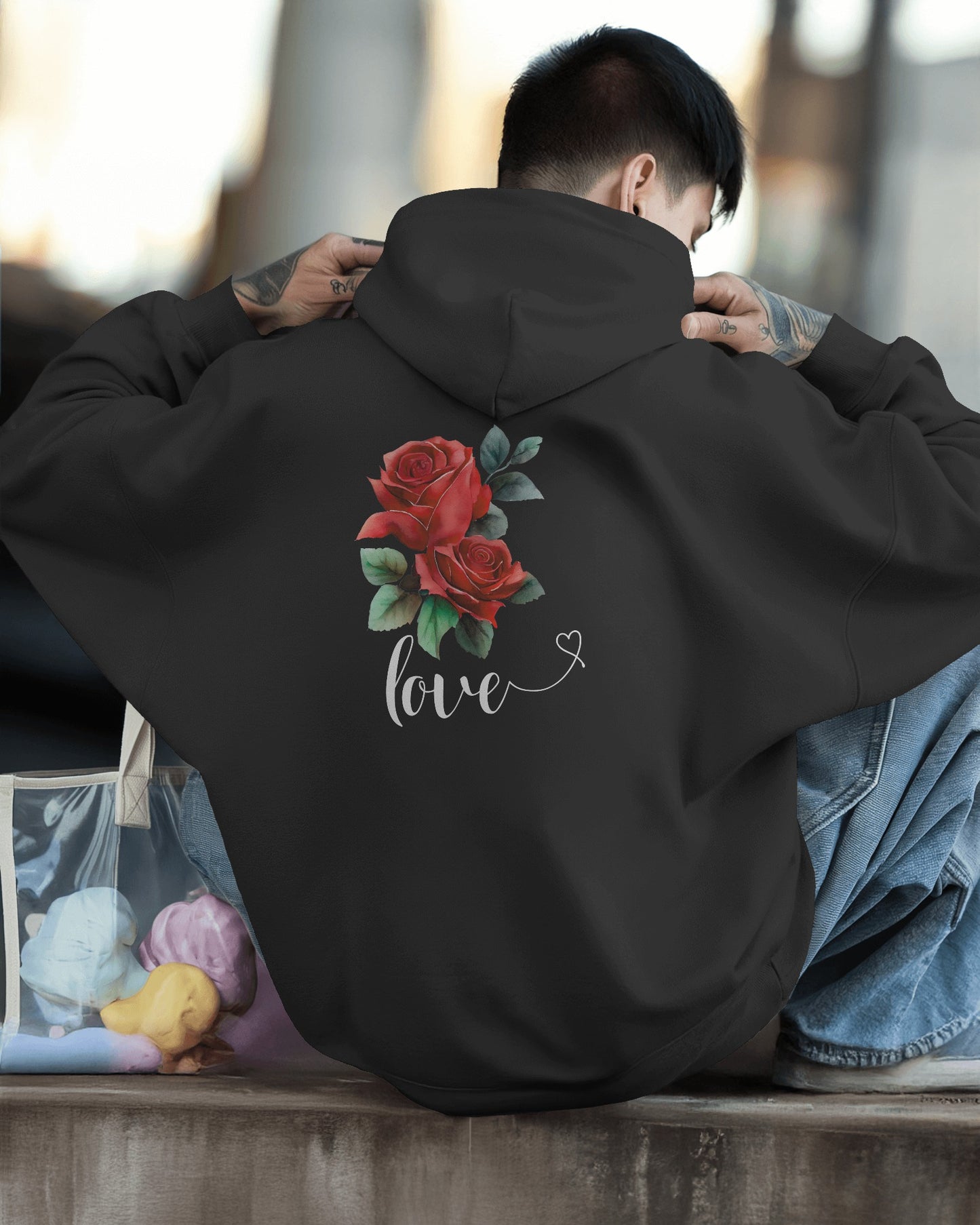 Romantic Rose Love Hoodie for Men- Perfect Gift for Yourself