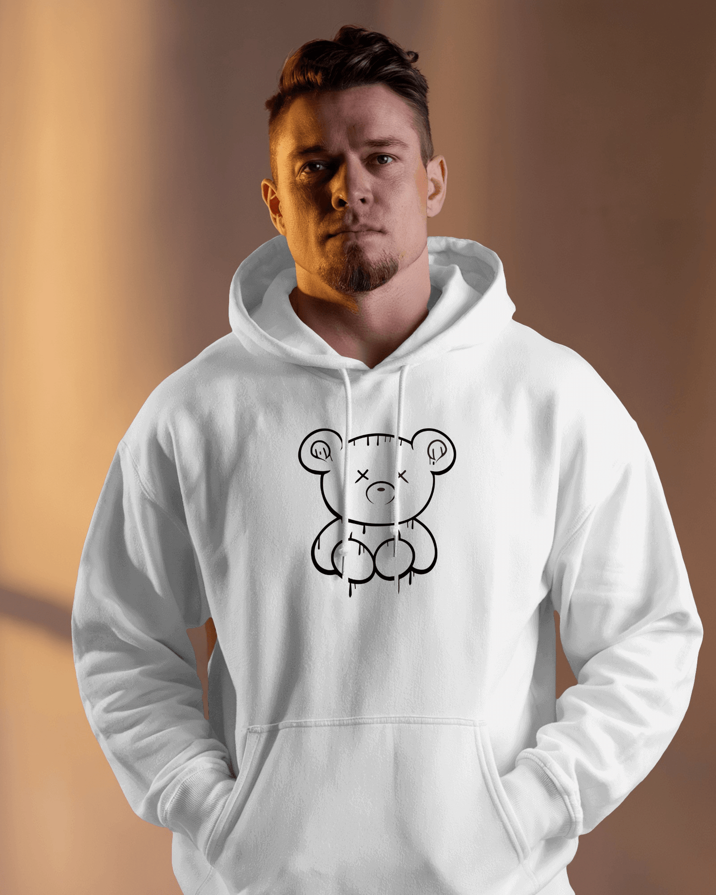 Cute Bear Graphic Men's Hoodie for Cozy Style- Exclusive