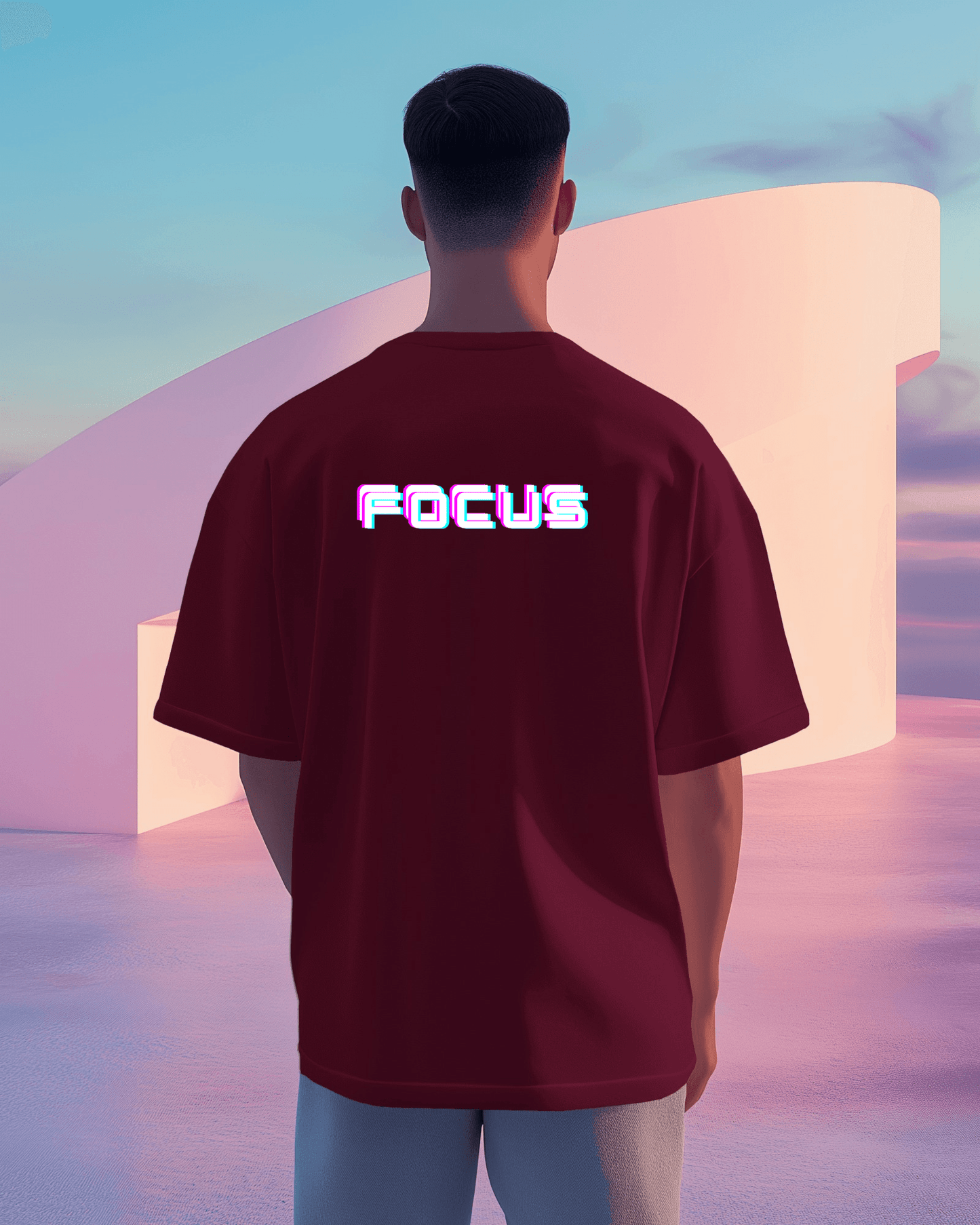 Men Heavy Cotton Tee - 'FOCUS' Retro Graphic T-Shirt for Motivated Individuals