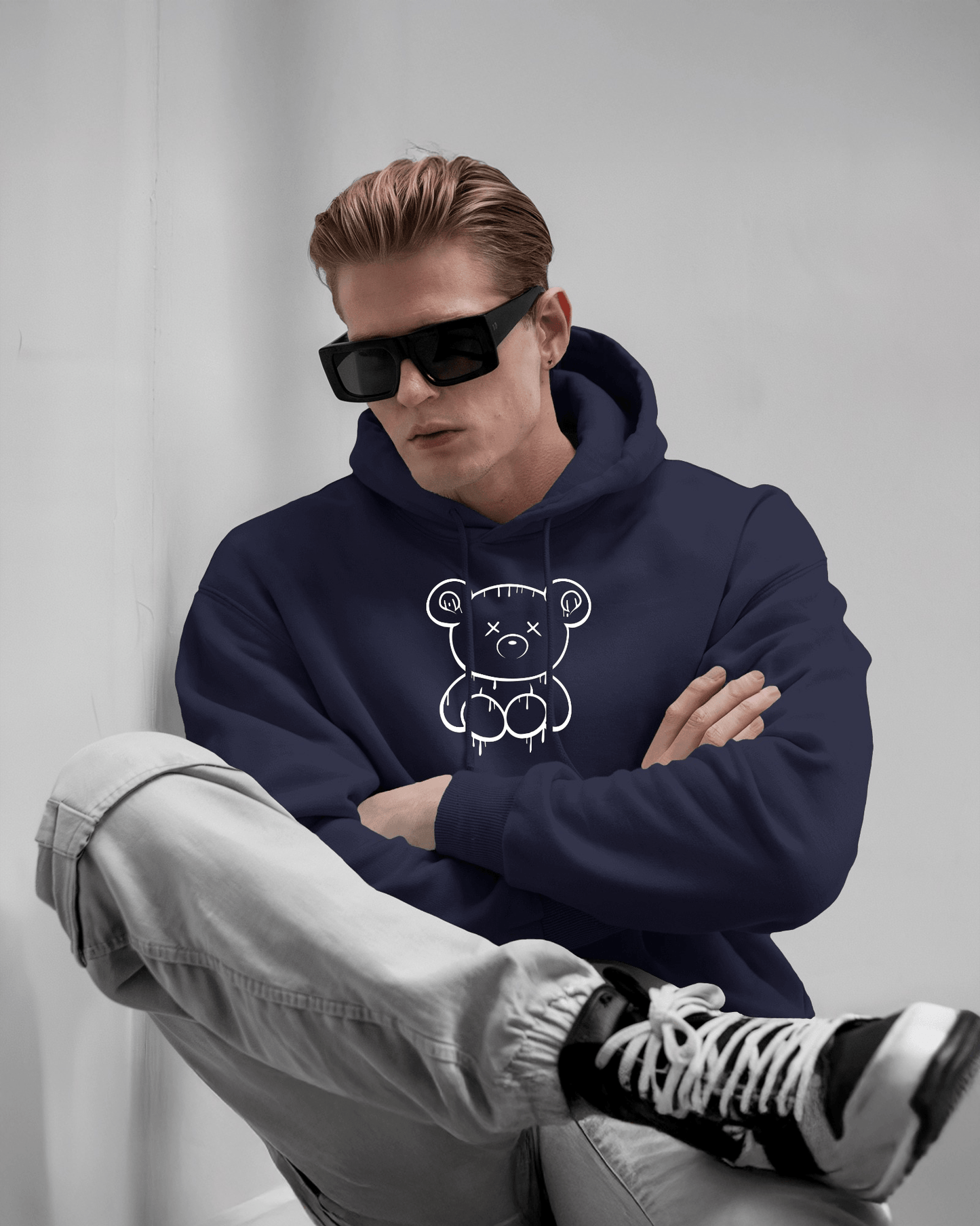 Cute Bear Graphic Men's Hoodie for Cozy Style- Exclusive