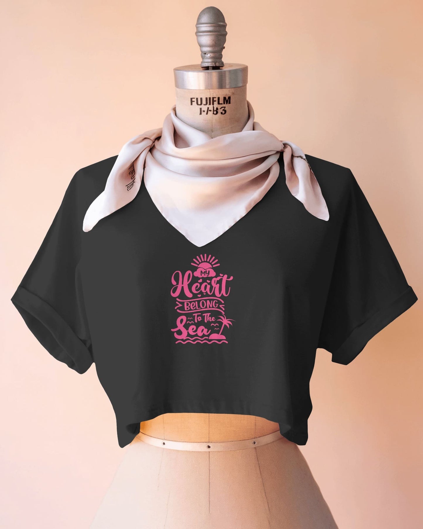 Heart & Tide Crop Tee – Seaside Love Aesthetic, Summer-Ready Style