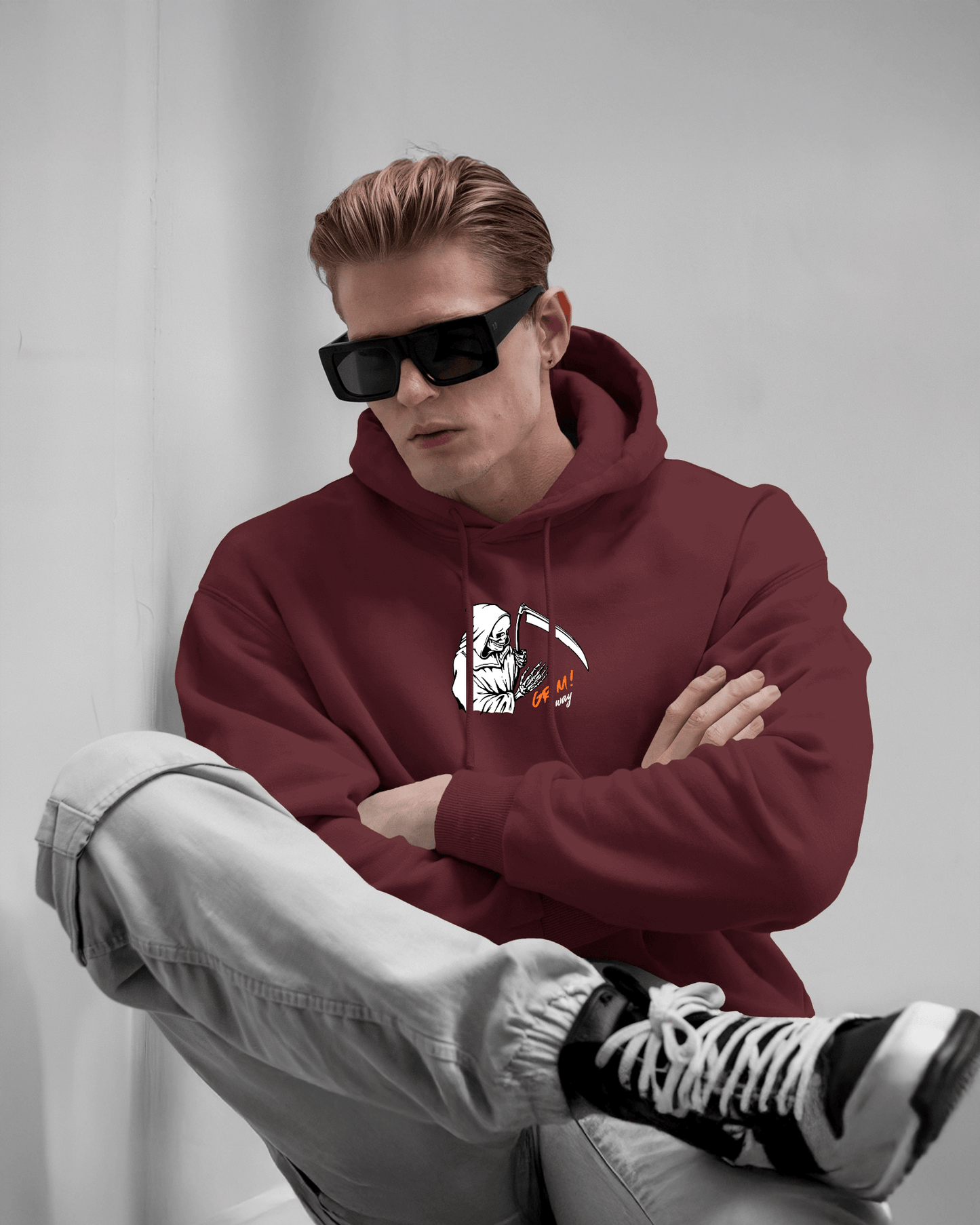 Grim Reaper Cozy Graphic Hoodie - Men Heavy Blend