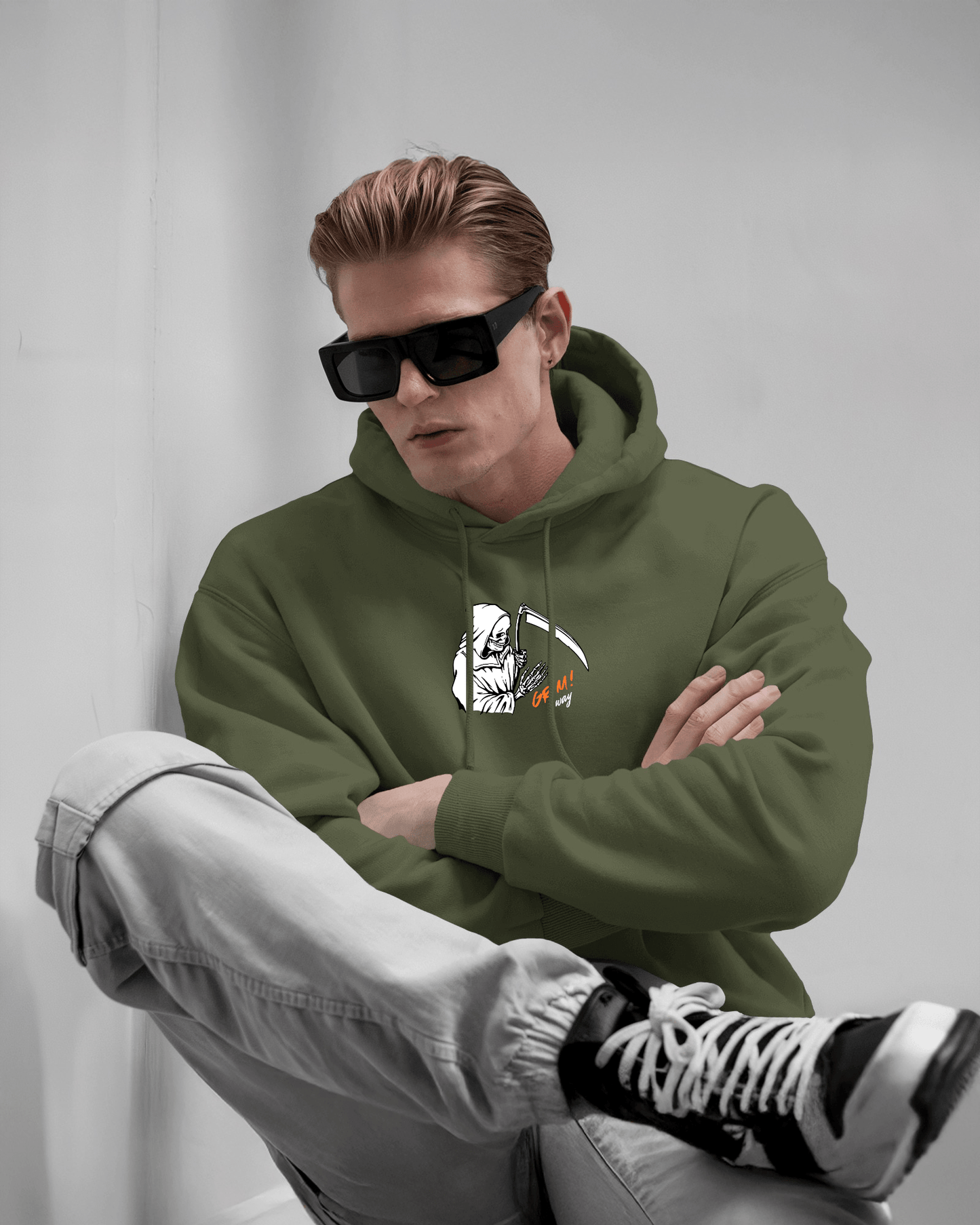 Grim Reaper Cozy Graphic Hoodie - Men Heavy Blend