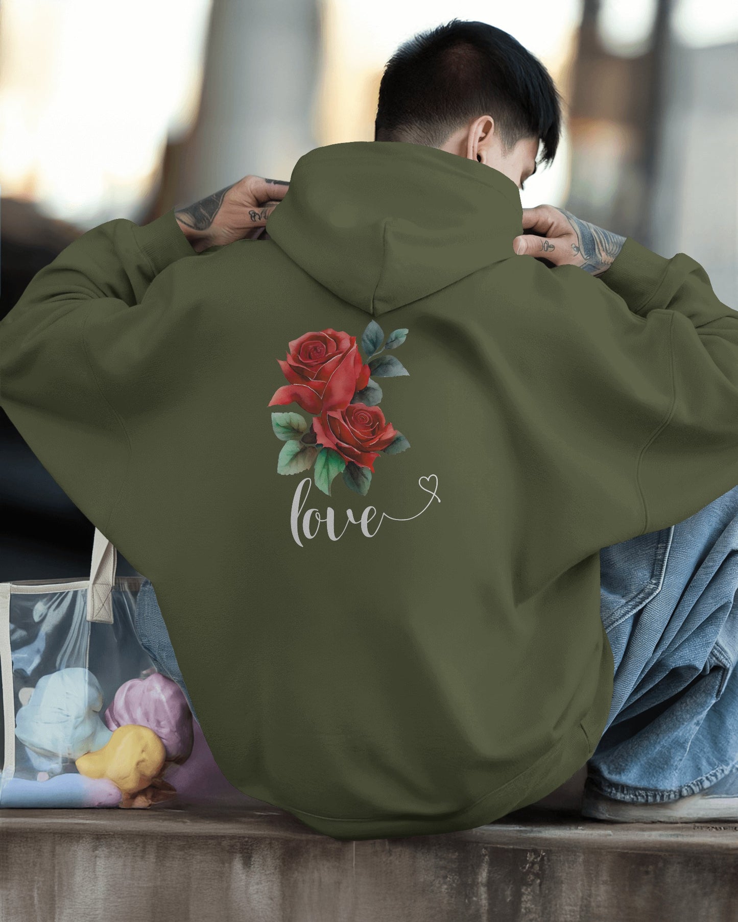 Romantic Rose Love Hoodie for Men- Perfect Gift for Yourself