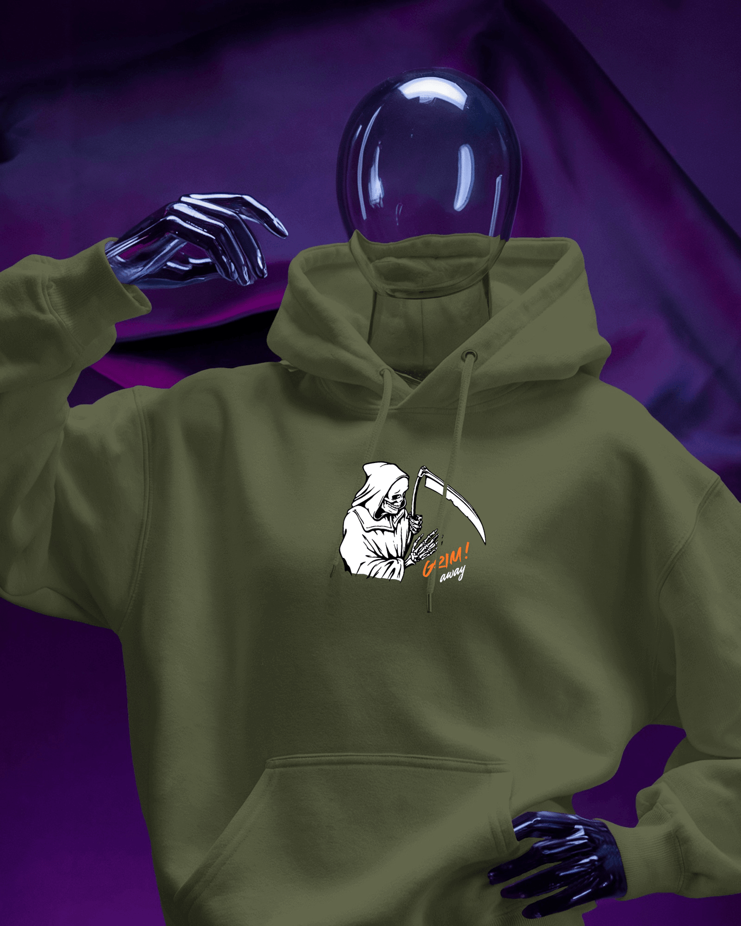 Grim Reaper Cozy Graphic Hoodie - Men Heavy Blend