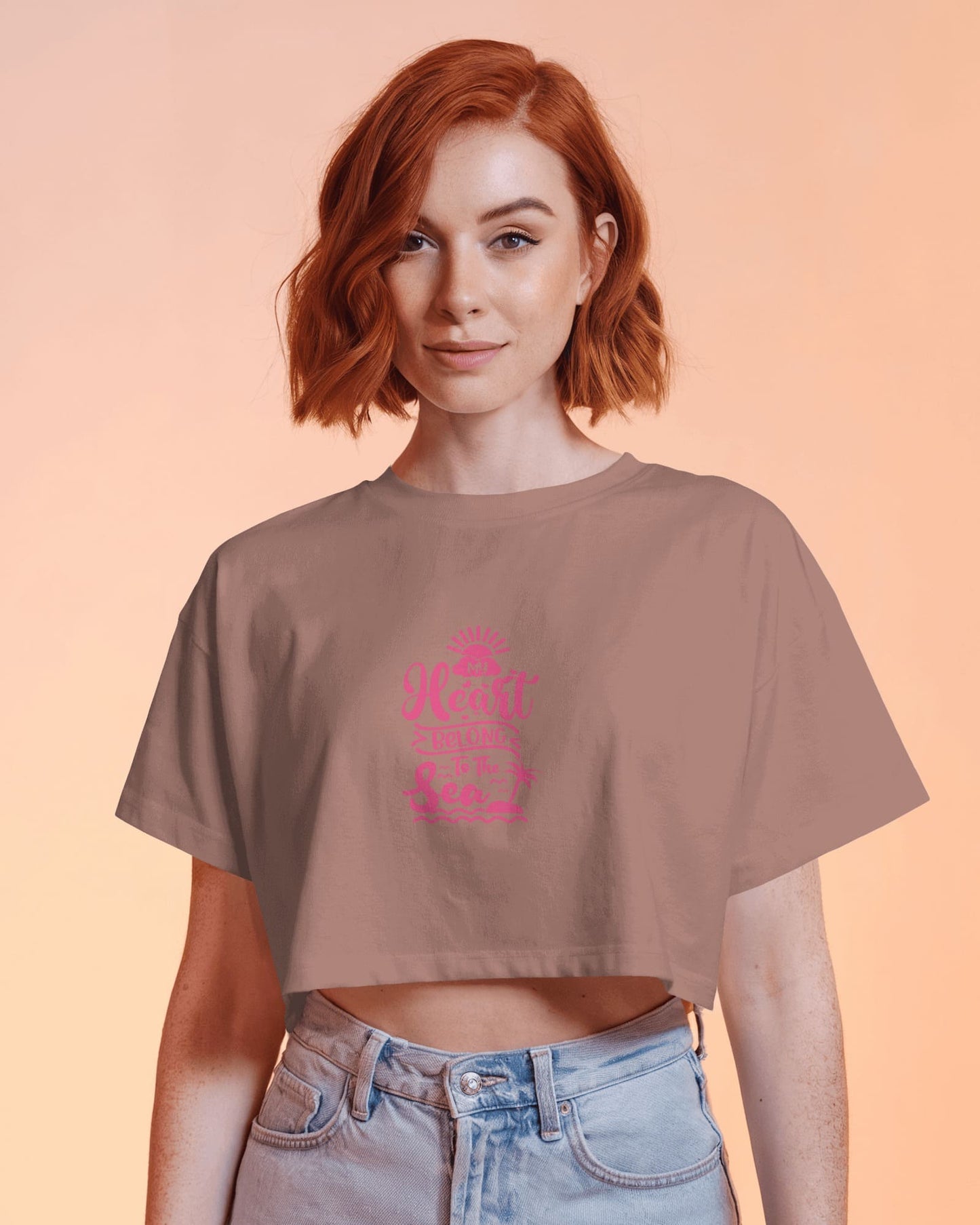Heart & Tide Crop Tee – Seaside Love Aesthetic, Summer-Ready Style