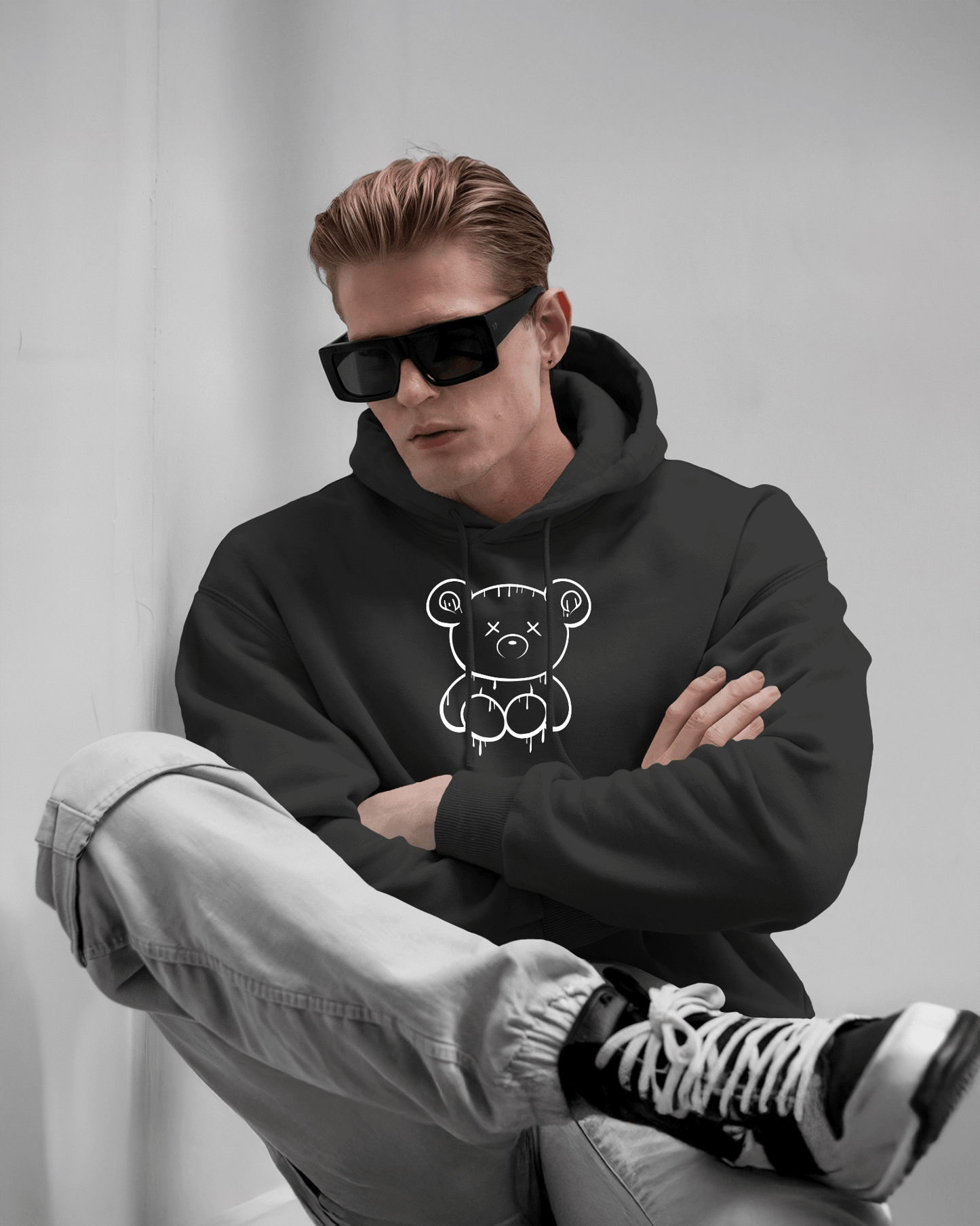 Cute Bear Graphic Men's Hoodie for Cozy Style- Exclusive