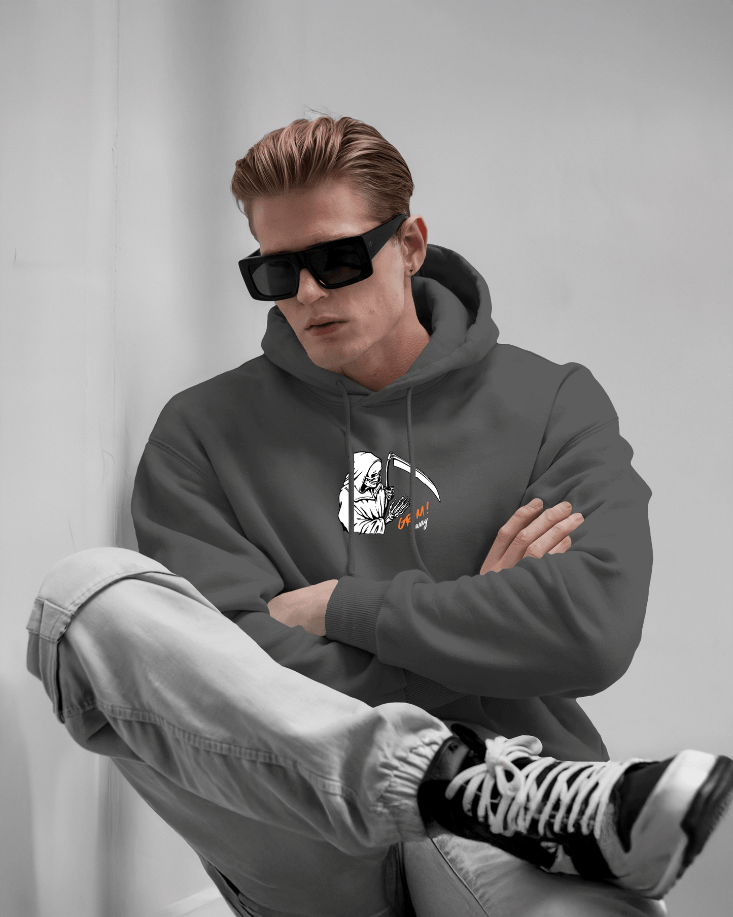 Grim Reaper Cozy Graphic Hoodie - Men Heavy Blend
