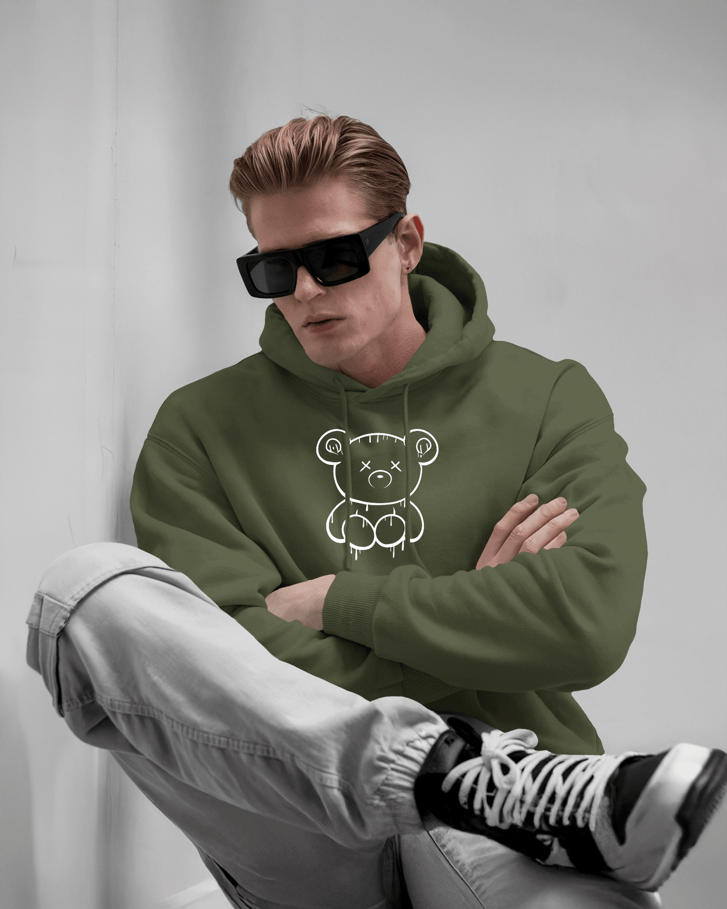 Cute Bear Graphic Men's Hoodie for Cozy Style- Exclusive