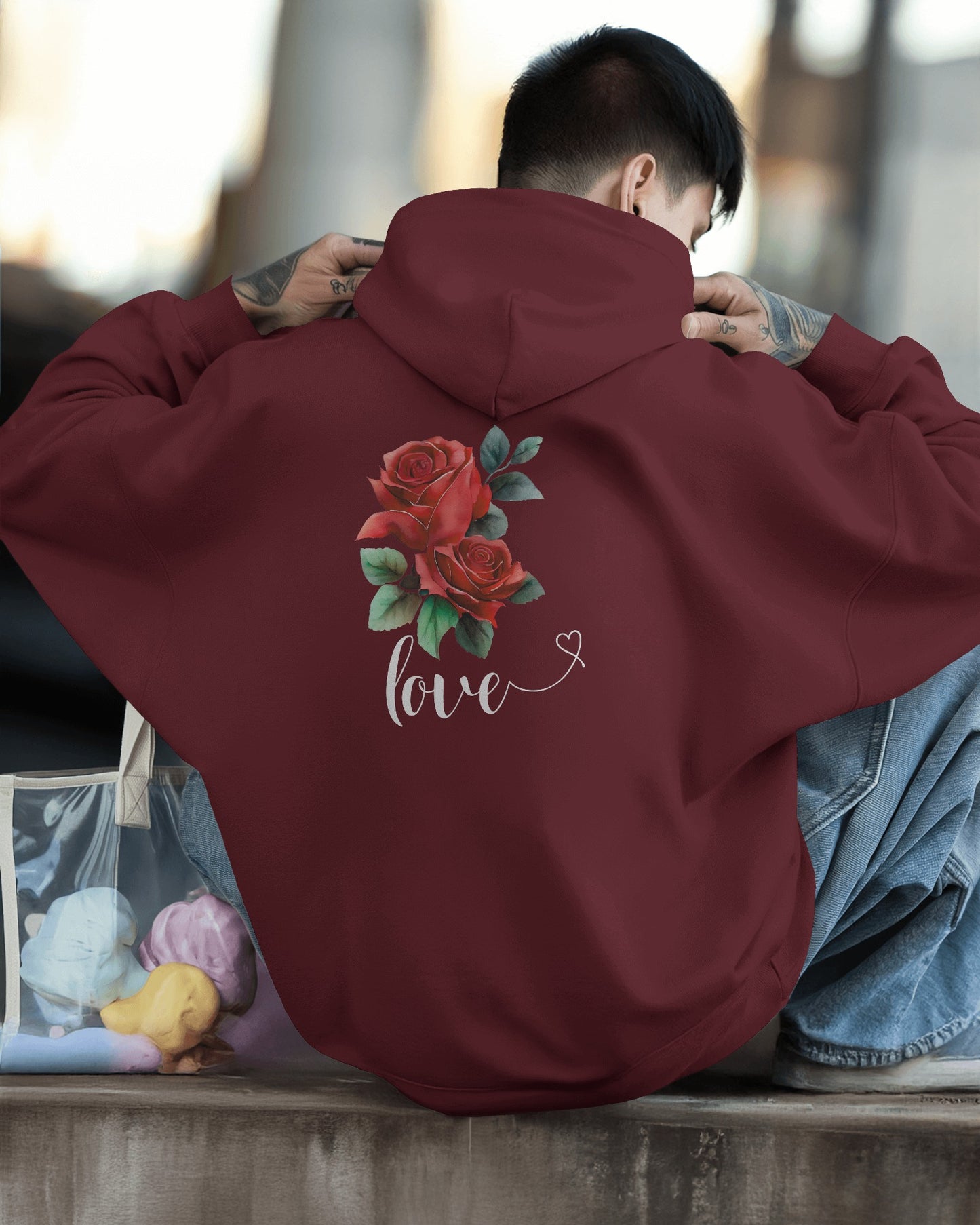 Romantic Rose Love Hoodie for Men- Perfect Gift for Yourself