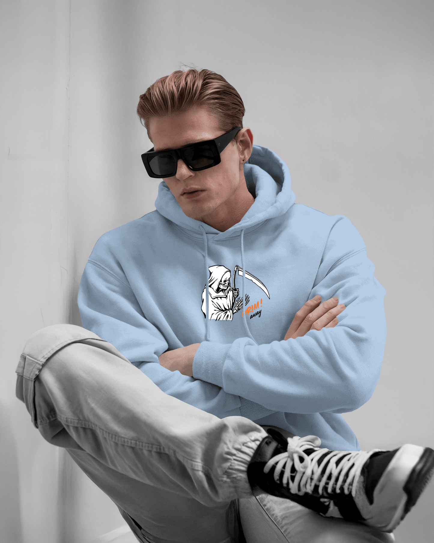 Grim Reaper Cozy Graphic Hoodie - Men Heavy Blend
