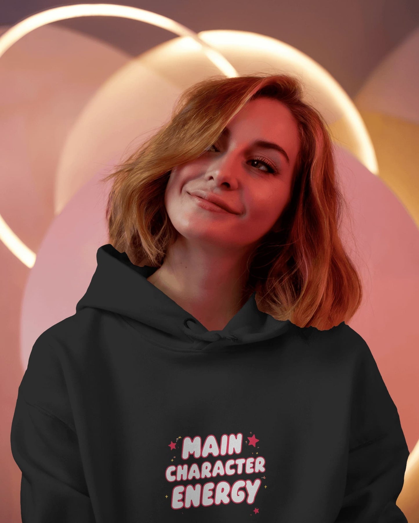 "Main Character Energy" Crop Hoodie – White Hot Style with Star Power