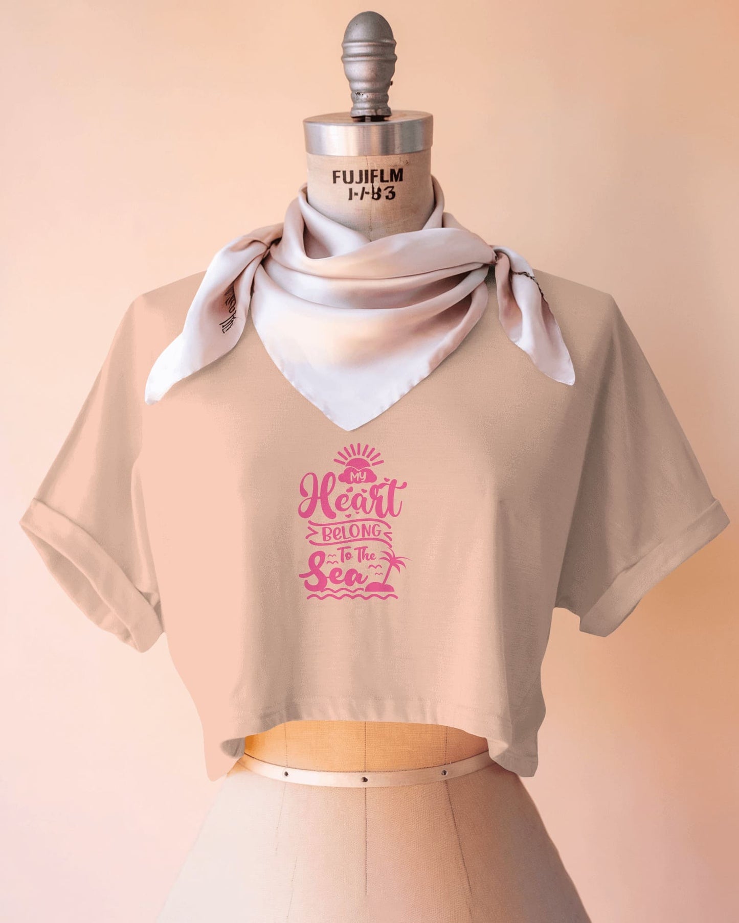 Heart & Tide Crop Tee – Seaside Love Aesthetic, Summer-Ready Style