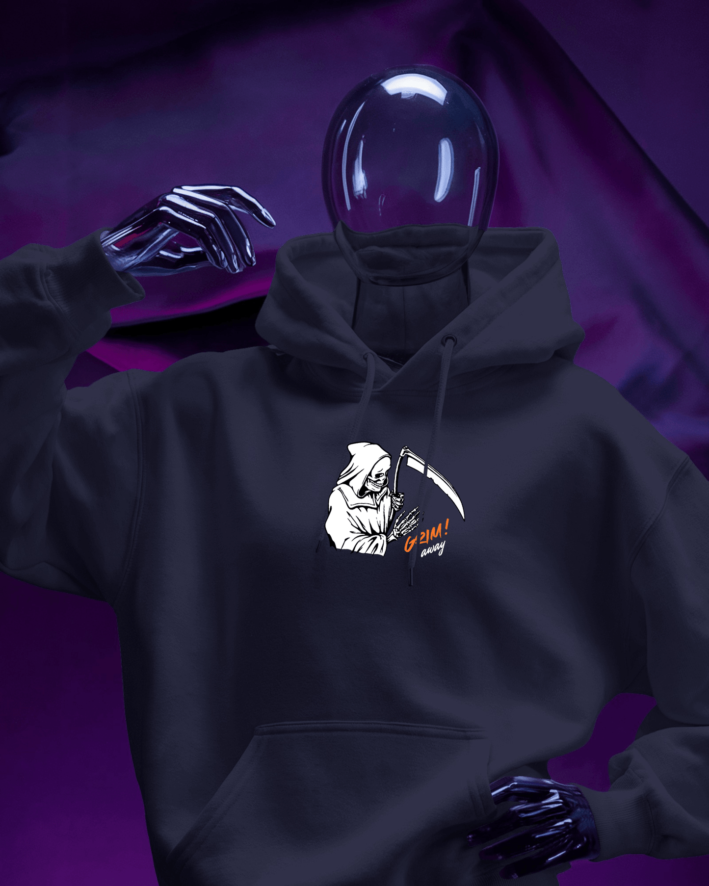 Grim Reaper Cozy Graphic Hoodie - Men Heavy Blend
