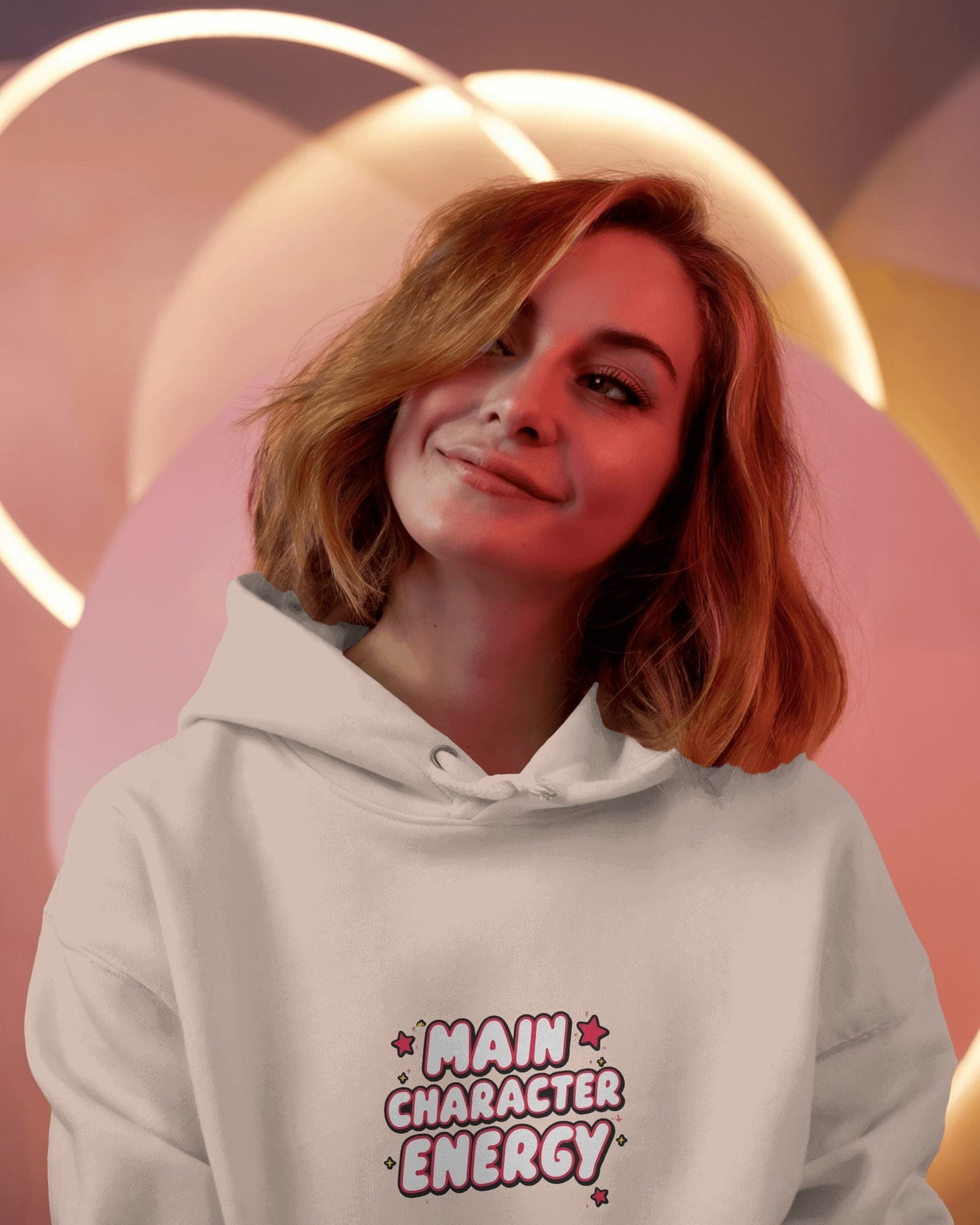 "Main Character Energy" Crop Hoodie – White Hot Style with Star Power
