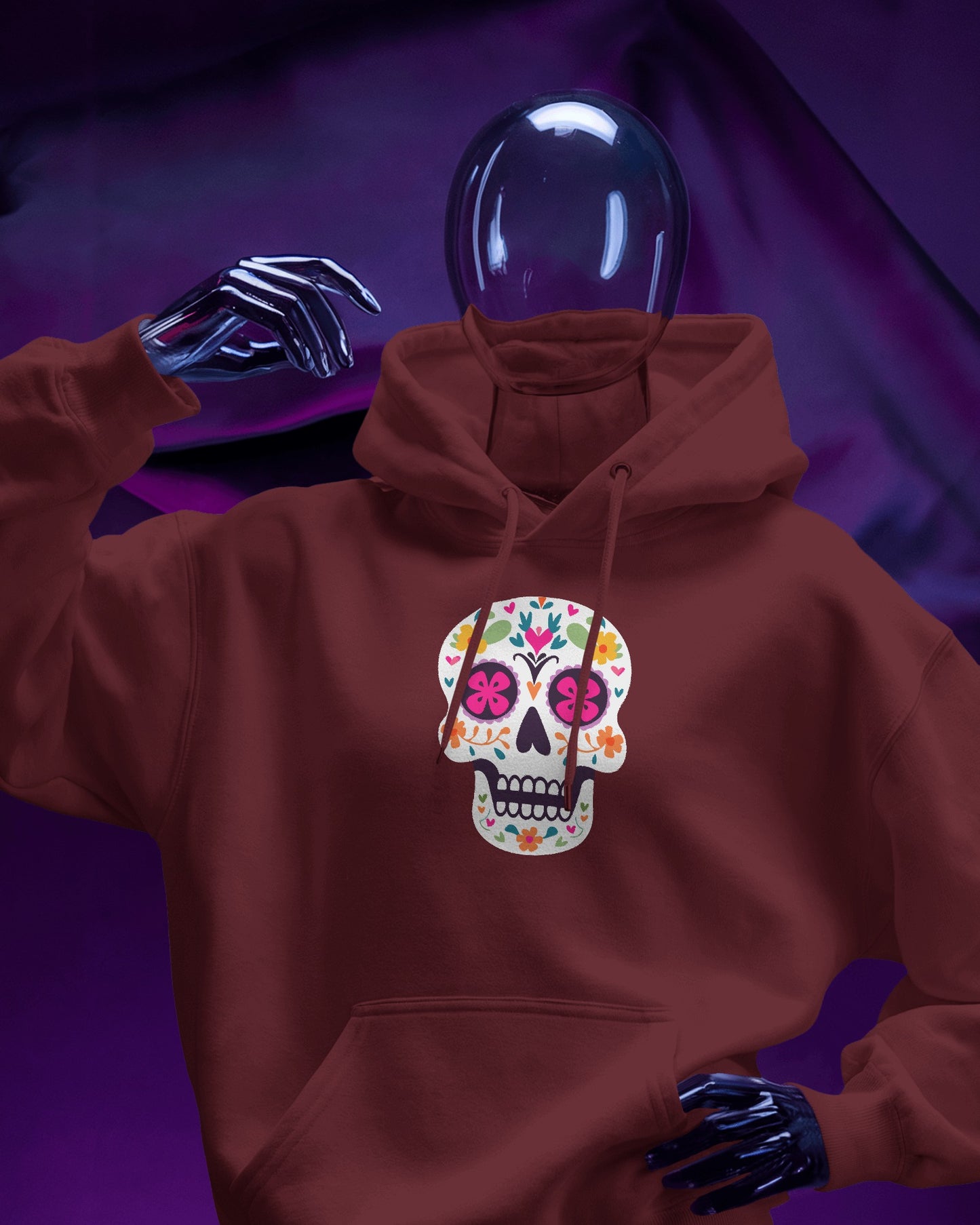 Floral Skull Men Heavy Blend™ Hoodie - Colorful Day Design