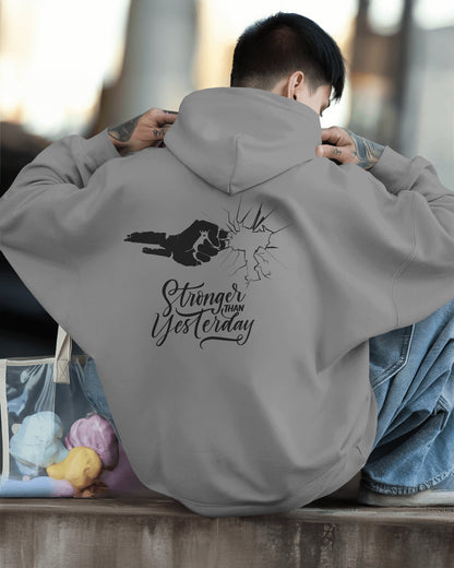 Stronger Than Yesterday Men's Hoodie - Inspirational Heavy Blend Apparel