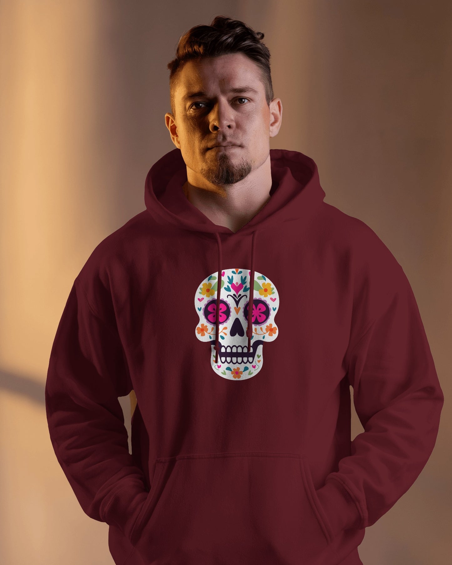 Floral Skull Men Heavy Blend™ Hoodie - Colorful Day Design