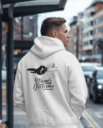 Stronger Than Yesterday Men's Hoodie - Inspirational Heavy Blend Apparel