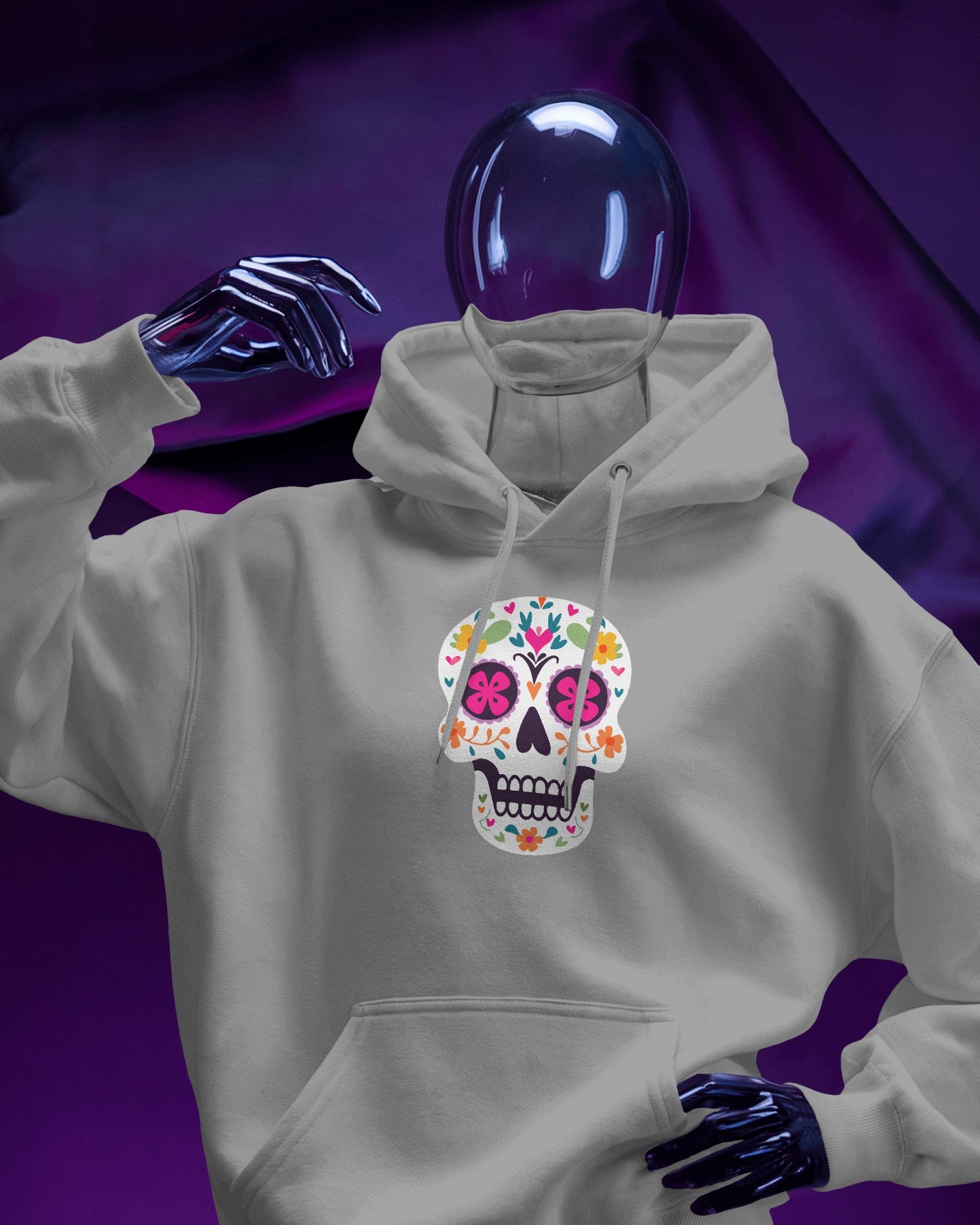 Floral Skull Men Heavy Blend™ Hoodie - Colorful Day Design