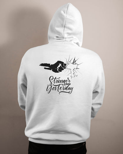 Stronger Than Yesterday Men's Hoodie - Inspirational Heavy Blend Apparel