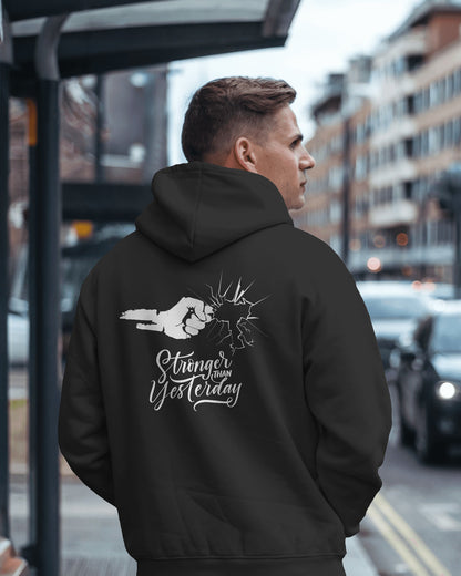 Stronger Than Yesterday Men's Hoodie - Inspirational Heavy Blend Apparel