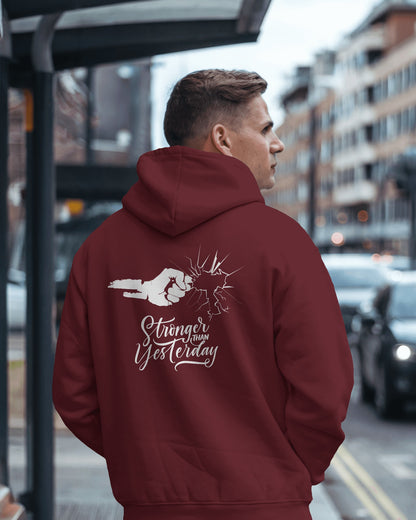 Stronger Than Yesterday Men's Hoodie - Inspirational Heavy Blend Apparel