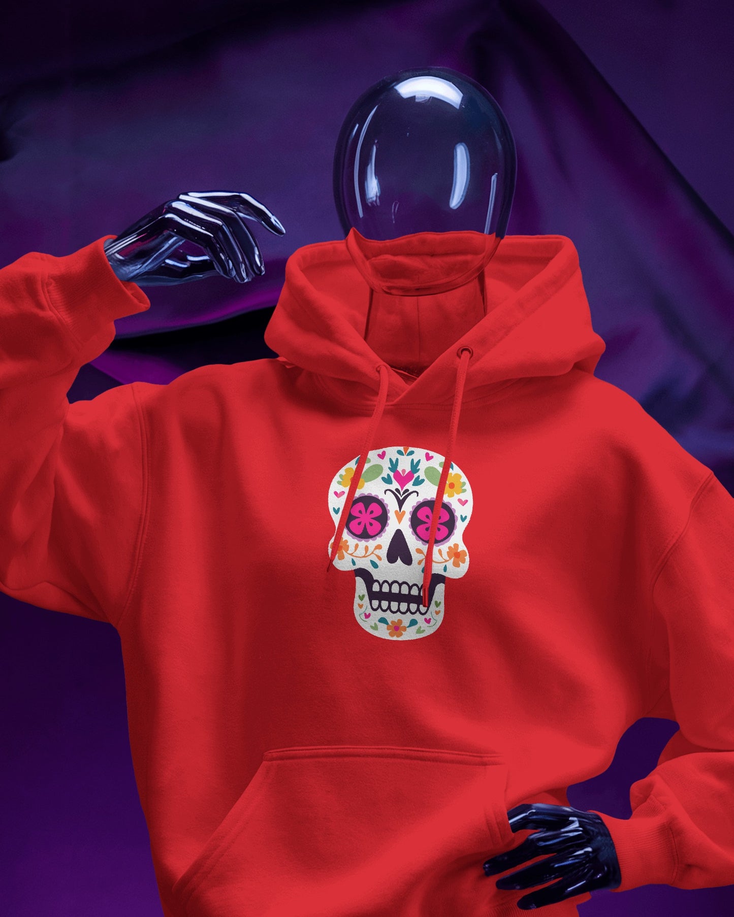Floral Skull Men Heavy Blend™ Hoodie - Colorful Day Design