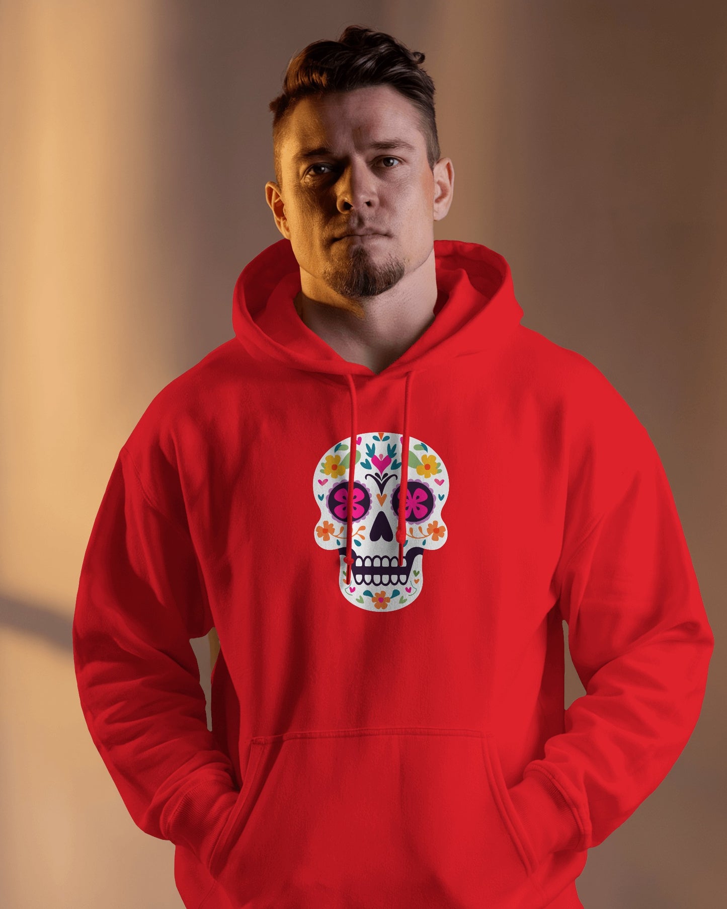Floral Skull Men Heavy Blend™ Hoodie - Colorful Day Design