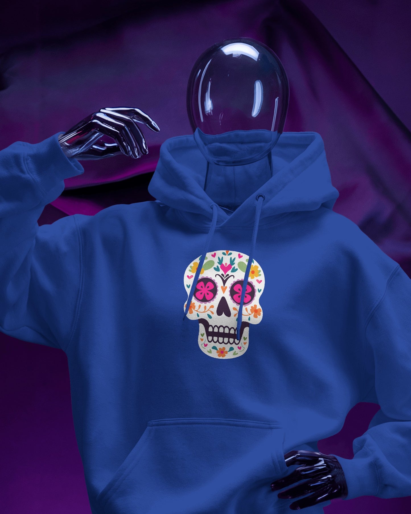 Floral Skull Men Heavy Blend™ Hoodie - Colorful Day Design