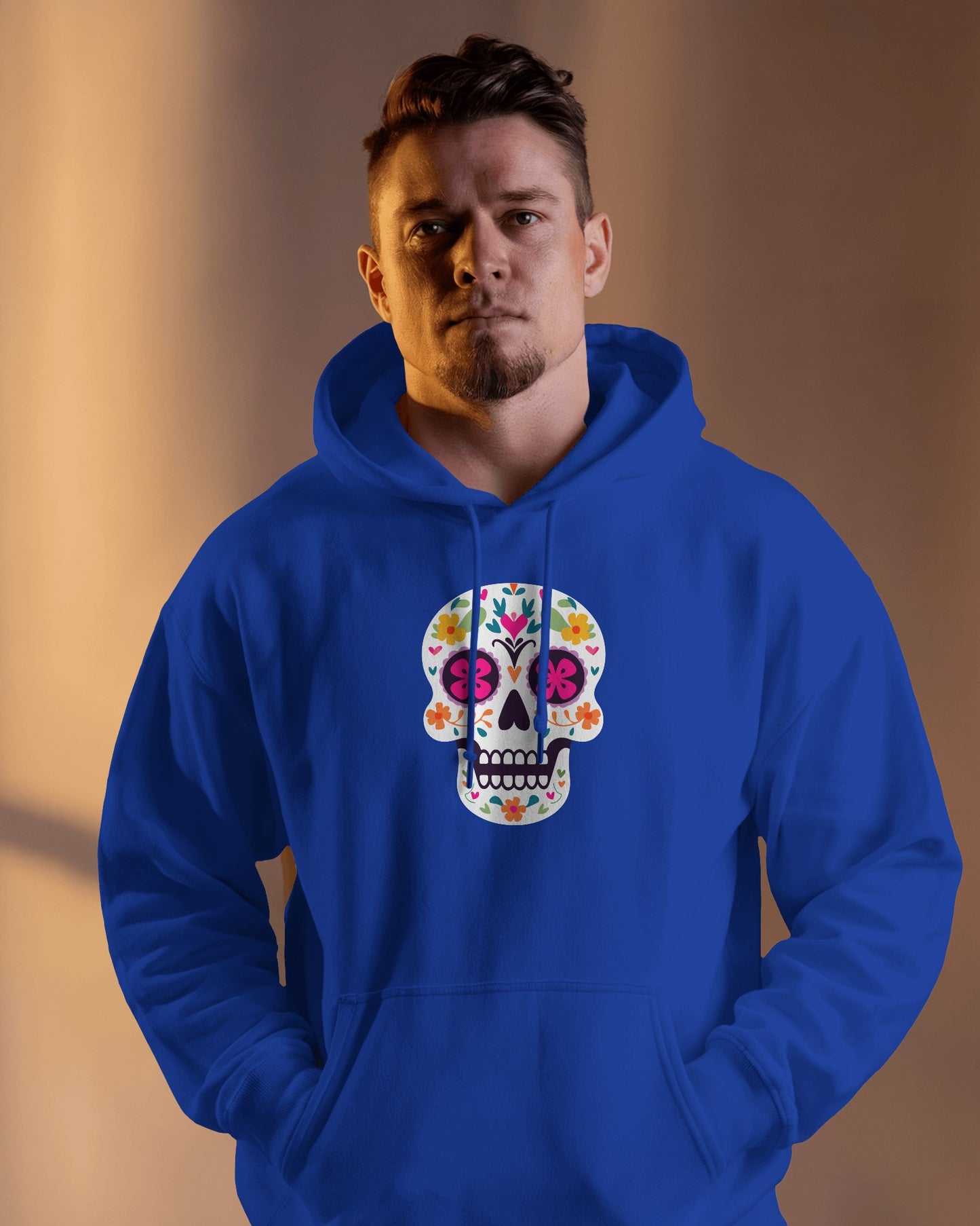 Floral Skull Men Heavy Blend™ Hoodie - Colorful Day Design