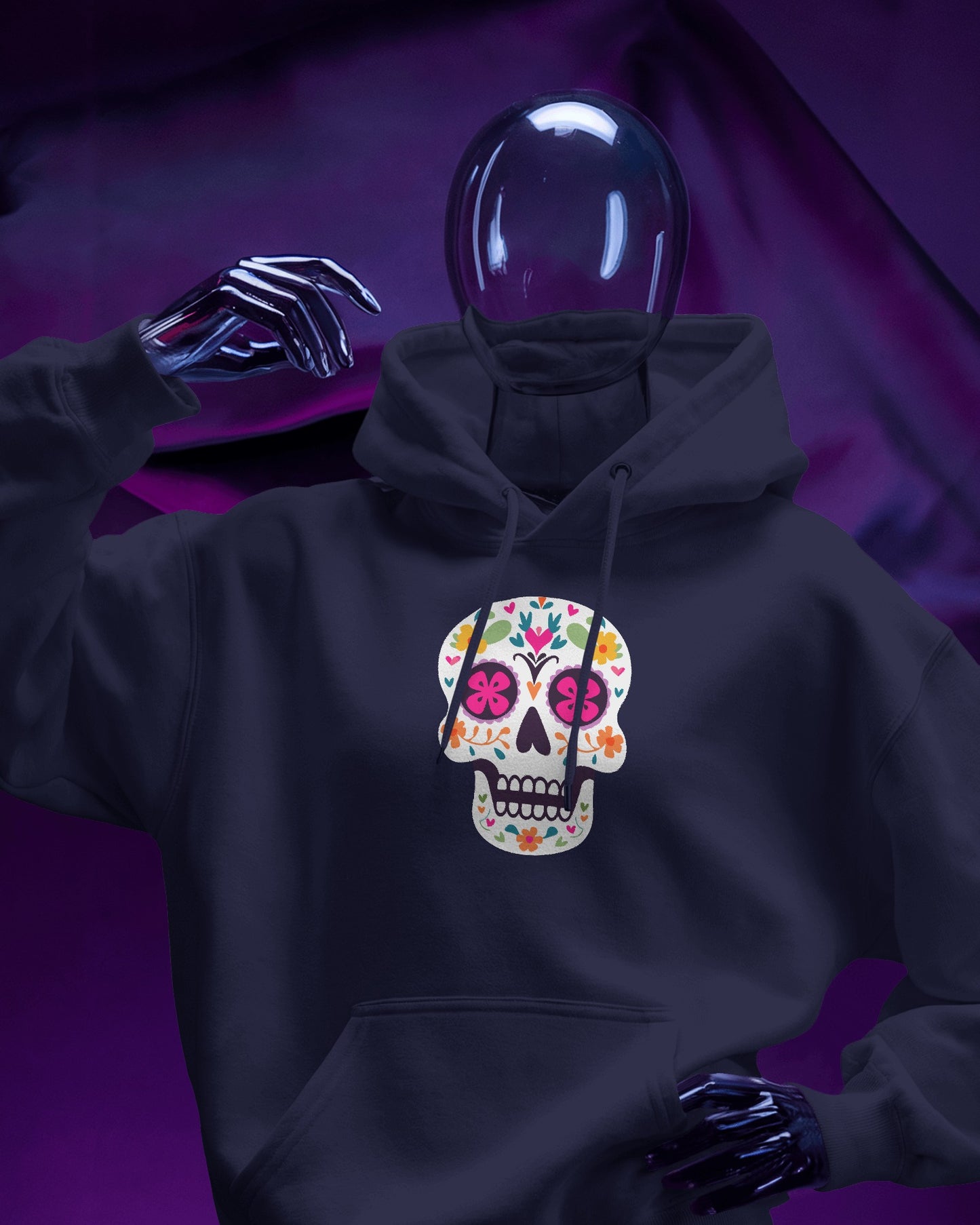Floral Skull Men Heavy Blend™ Hoodie - Colorful Day Design
