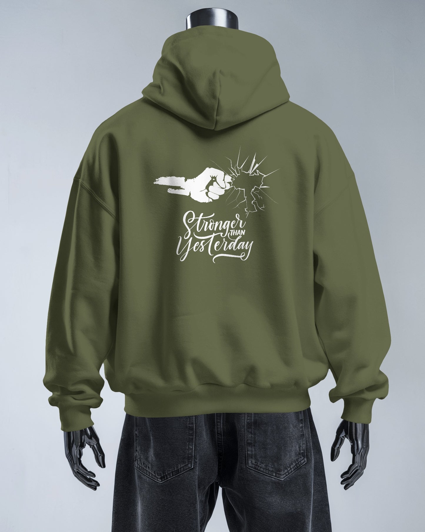 Stronger Than Yesterday Men's Hoodie - Inspirational Heavy Blend Apparel