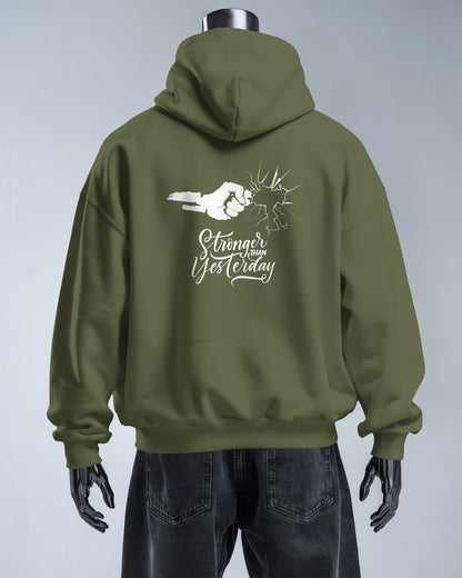 Stronger Than Yesterday Men's Hoodie - Inspirational Heavy Blend Apparel