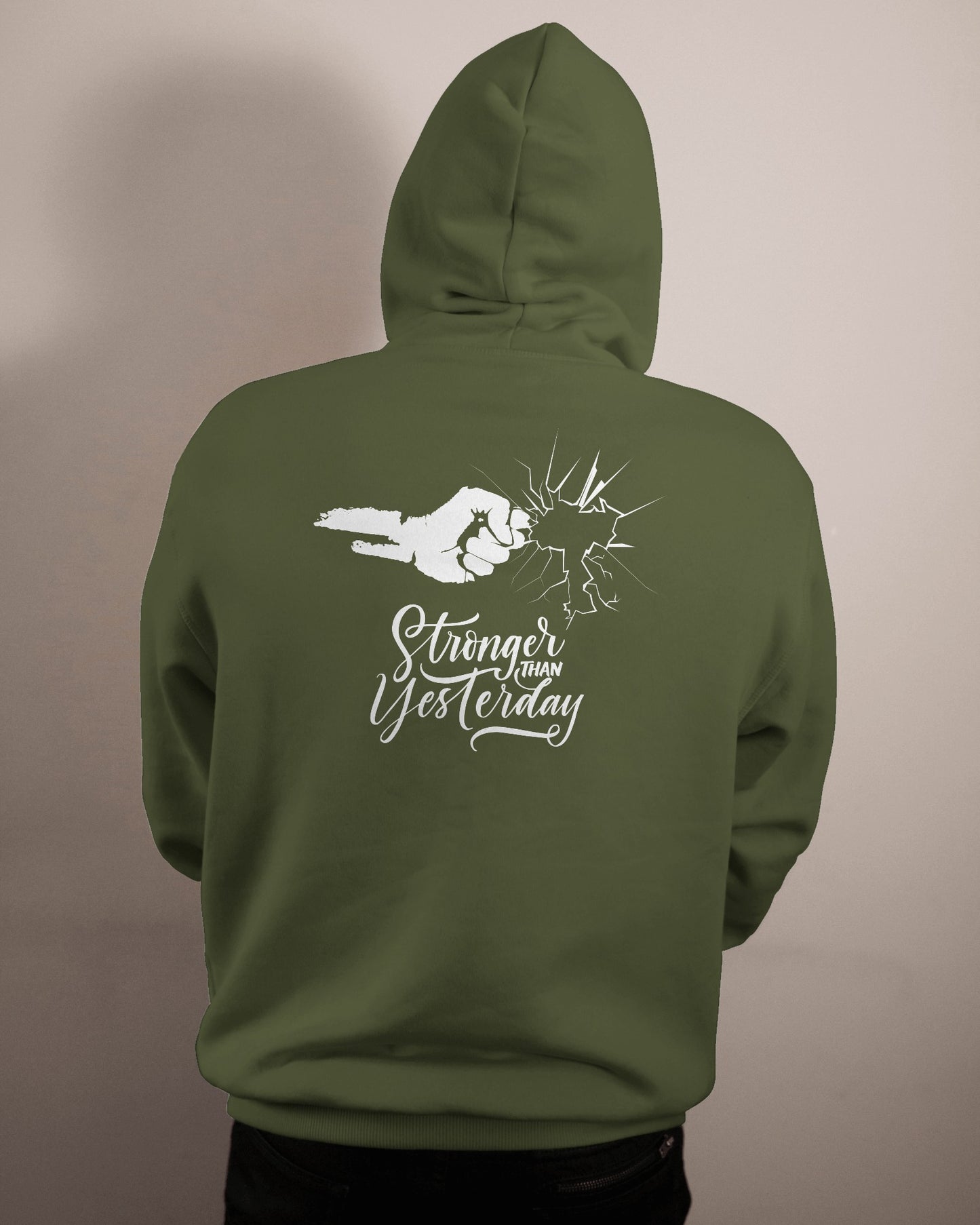 Stronger Than Yesterday Men's Hoodie - Inspirational Heavy Blend Apparel