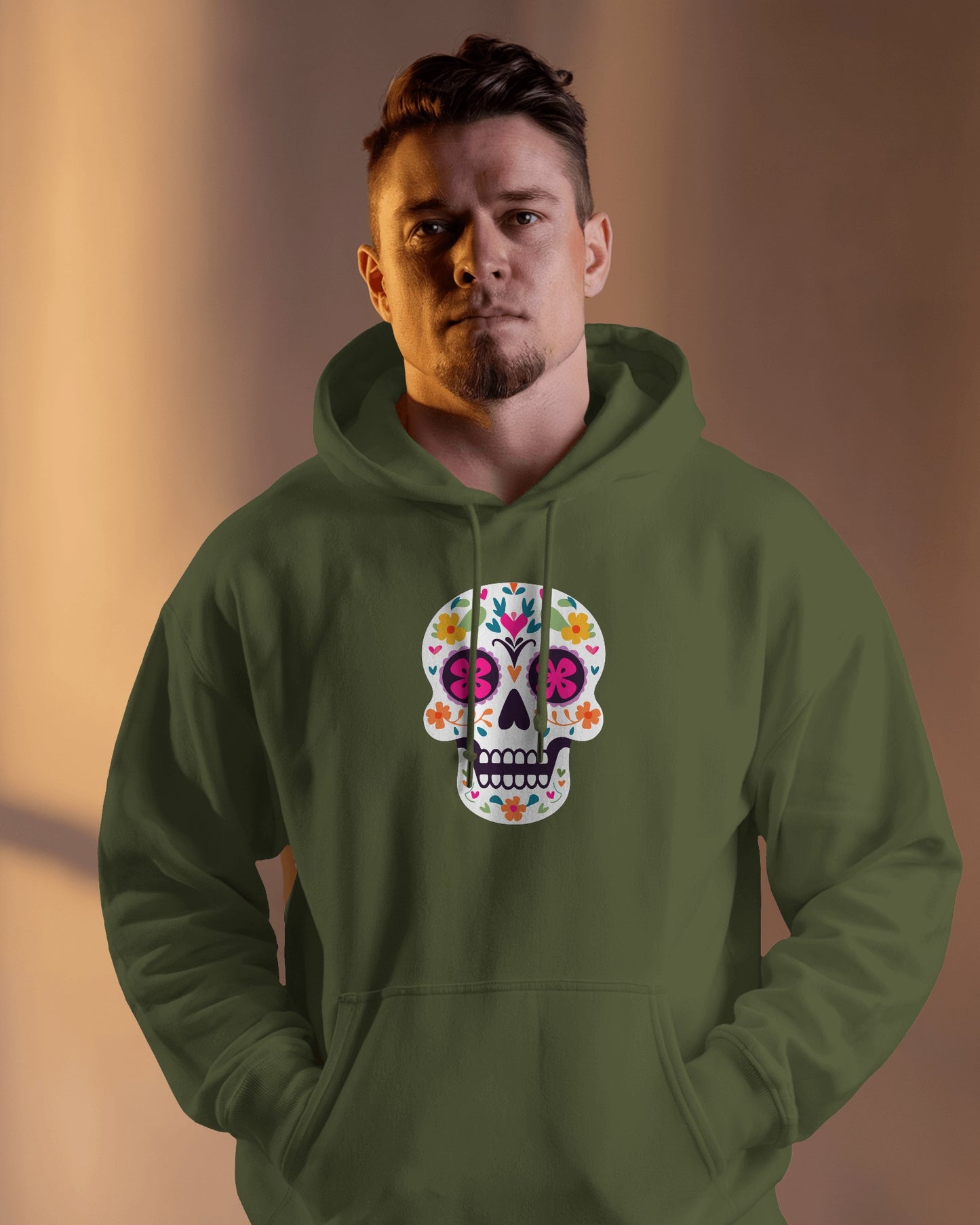 Floral Skull Men Heavy Blend™ Hoodie - Colorful Day Design