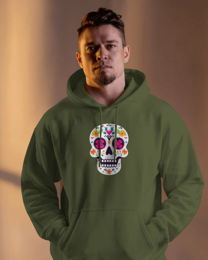 Floral Skull Men Heavy Blend™ Hoodie - Colorful Day Design