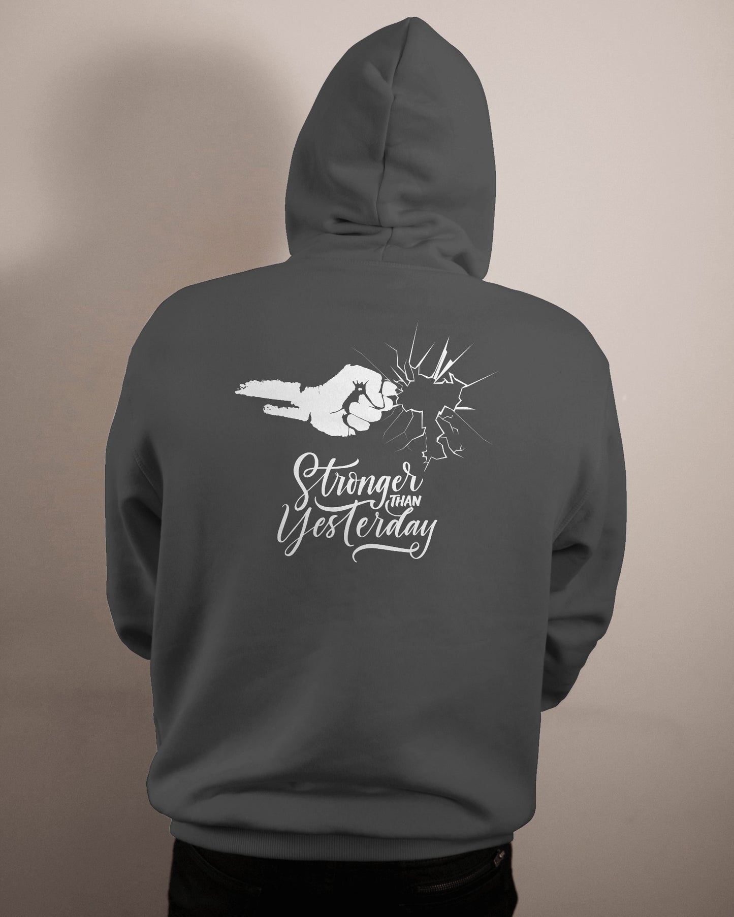 Stronger Than Yesterday Men's Hoodie - Inspirational Heavy Blend Apparel