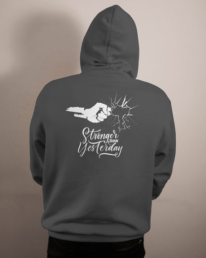 Stronger Than Yesterday Men's Hoodie - Inspirational Heavy Blend Apparel