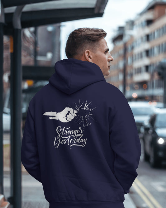 Stronger Than Yesterday Men's Hoodie - Inspirational Heavy Blend Apparel