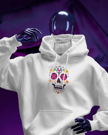 Floral Skull Men Heavy Blend™ Hoodie - Colorful Day Design