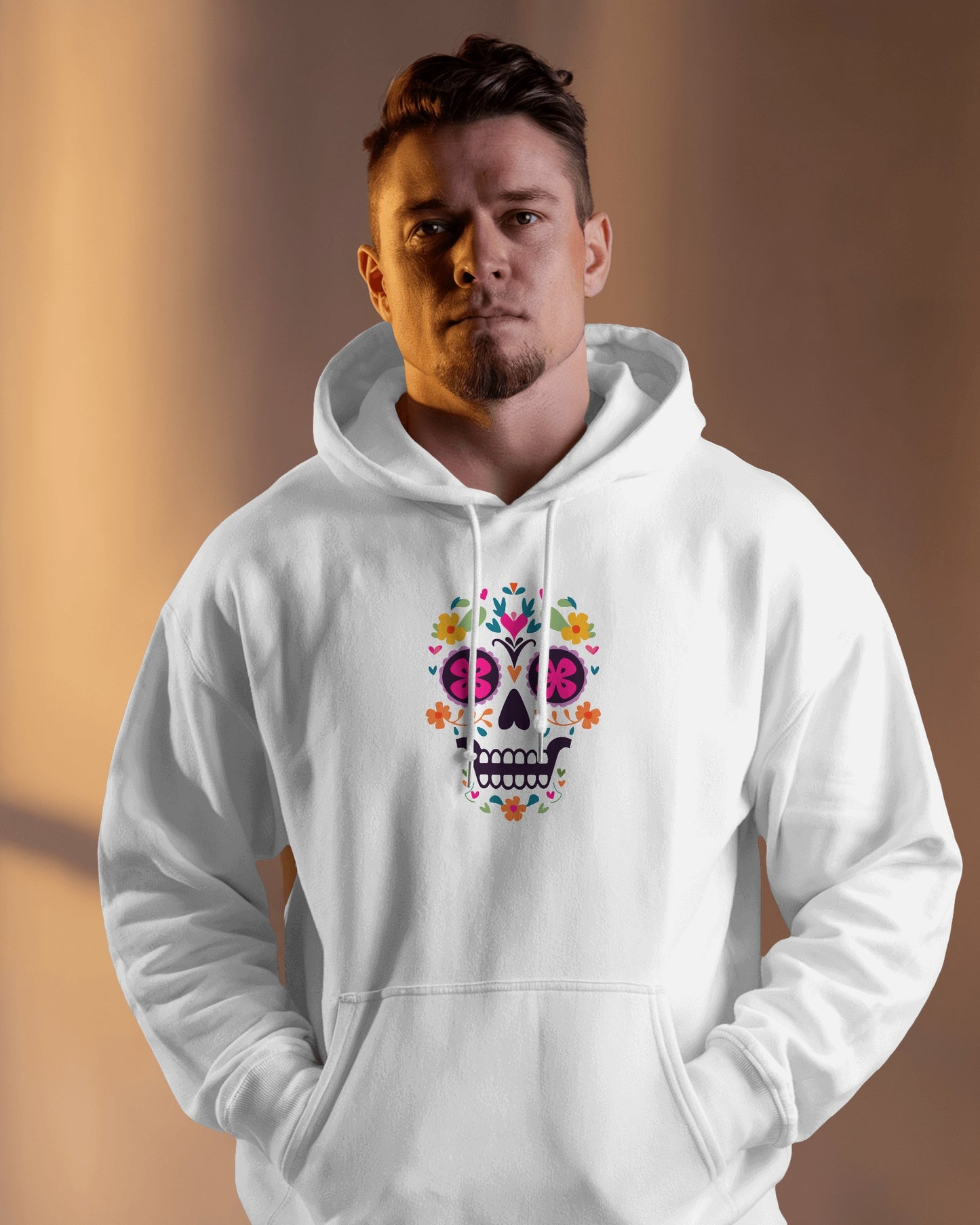 Floral Skull Men Heavy Blend™ Hoodie - Colorful Day Design
