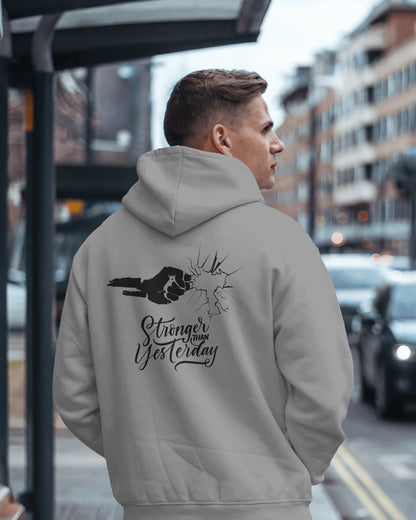 Stronger Than Yesterday Men's Hoodie - Inspirational Heavy Blend Apparel